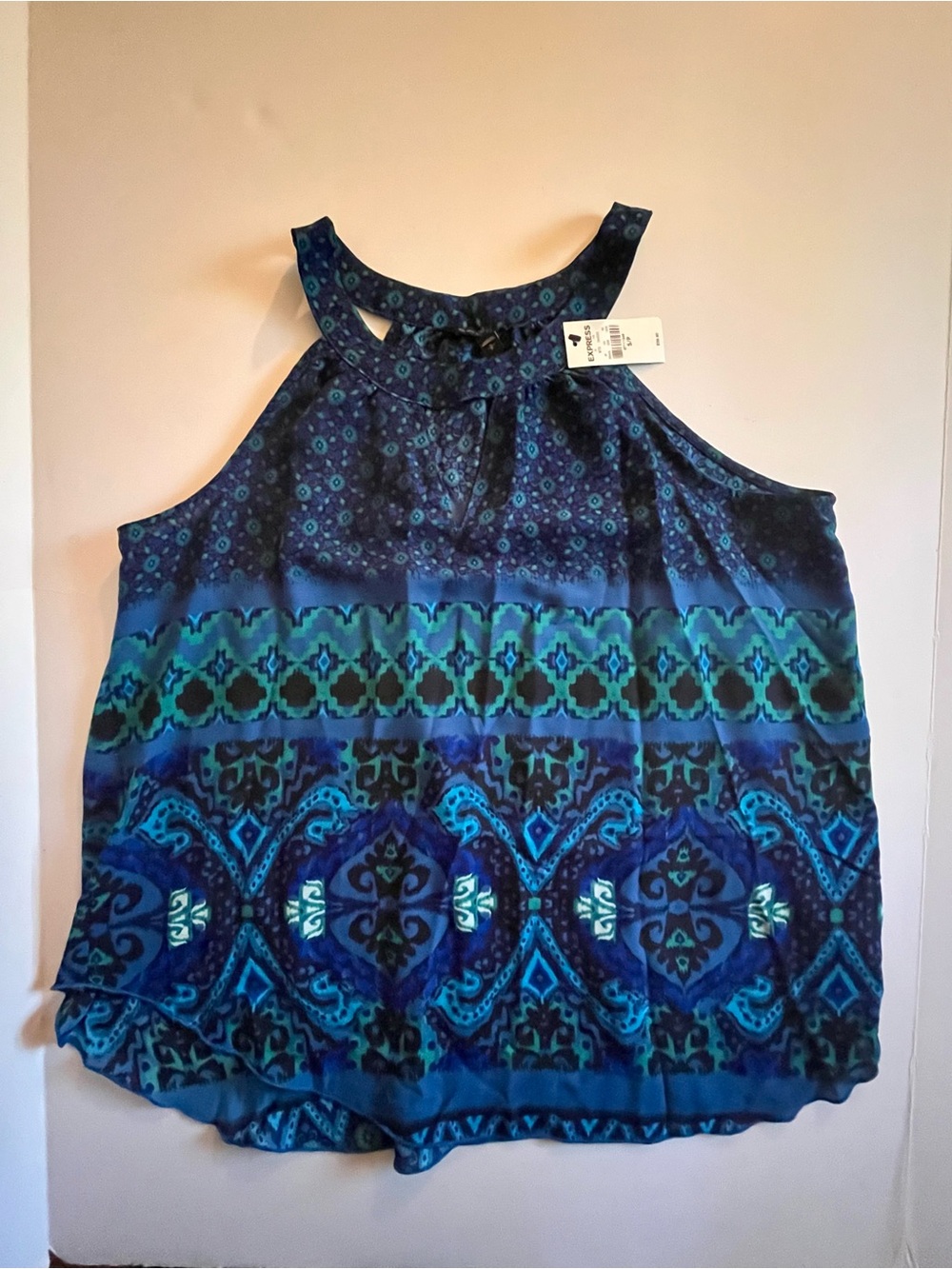 NWT Express Navy and Greens Top - Size S